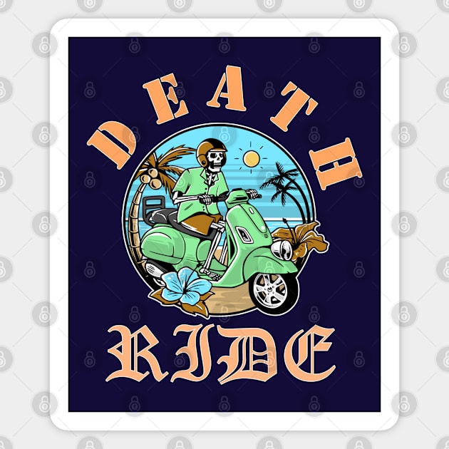 Death Riding Unicorn | Retro Bike Riding Skull Magnet by The Crane Kick